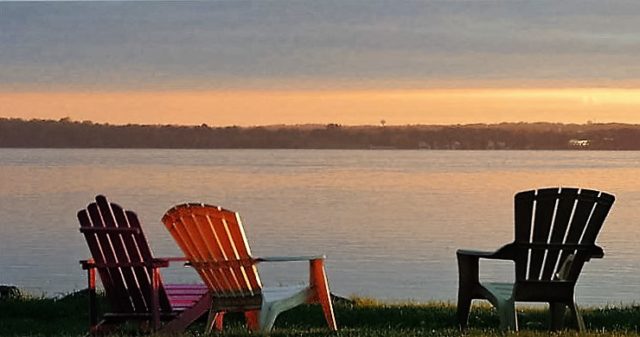 Chairs at Sunset, lake-monona